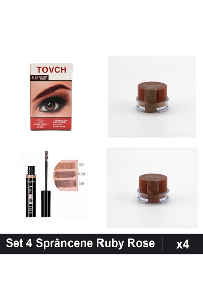 Ruby Rose Set 4 Produse Sprâncene Ruby Rose, Vopsea 5.62, Gel & Mascara Eyebr...