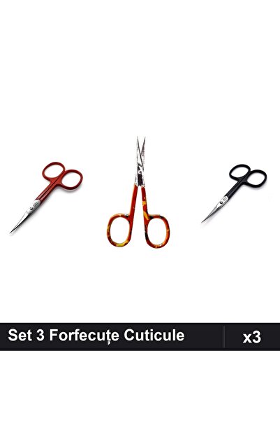 One Group Set 3 Forfecuțe Profesionale Cuticule One Group, Roșu Negru, Manich...