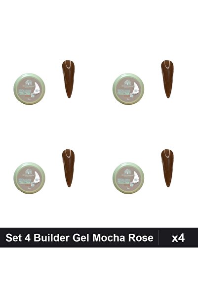 global fashion Set 4 Builder Gel Mocha Rose 15g, Constructie Unghii UV/LED,
