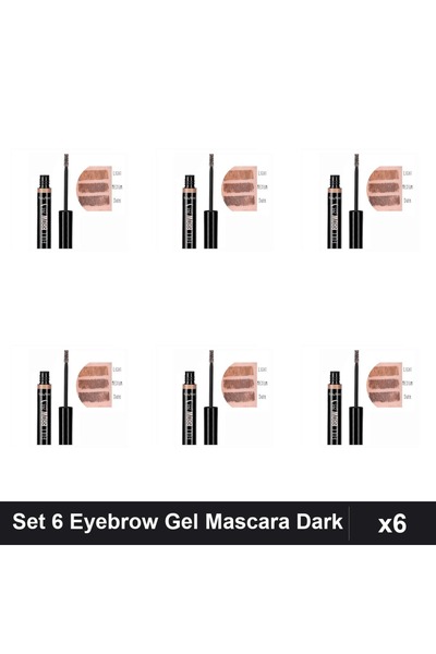 Ruby Rose Set 6 Eyebrow Gel Mascara Dark, Ruby Rose, Sprâncene, Makeup Profes...