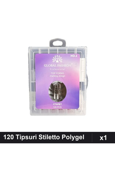 global fashion Set 120 Tipsuri Reutilizabile Stiletto Polygel, Extensii Unghi...