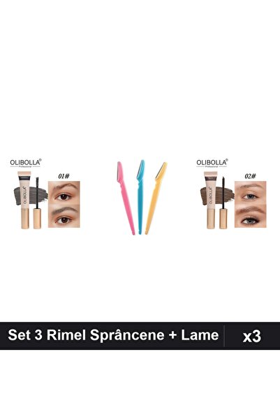 OLİBOLLA Set 3 Rimel Sprâncene Espresso Taupe + Lame Facial Professional