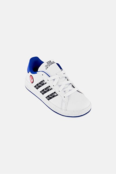 adidas x Marvel Kids Boy Grand Court Spider-Man Lace Up Tennis Shoes, White