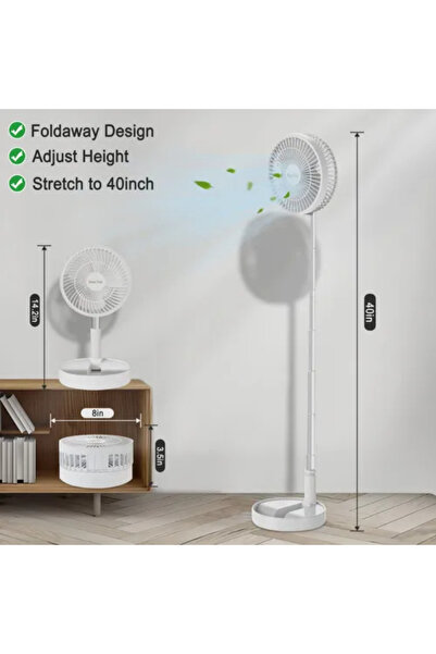 Generic Foldable USB Rechargeable Desk Fan - Portable Telescopic Fan with 4 S...