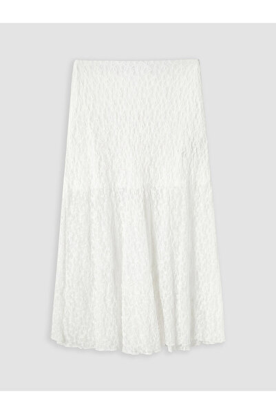LC Waikiki Nevavm Ruffled Flared Skirt with Elastic Waist and Difference in C...
