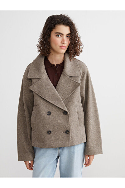 LC Waikiki Nevavm Double-Breasted Collar Women's Cashmere Jacket with a Diffe...