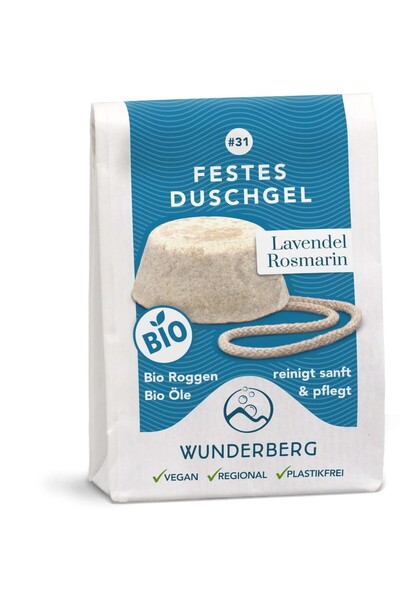 Bazar Bio Gel de dus solid bio cu lavanda si rozmarin, 80g Wunderberg