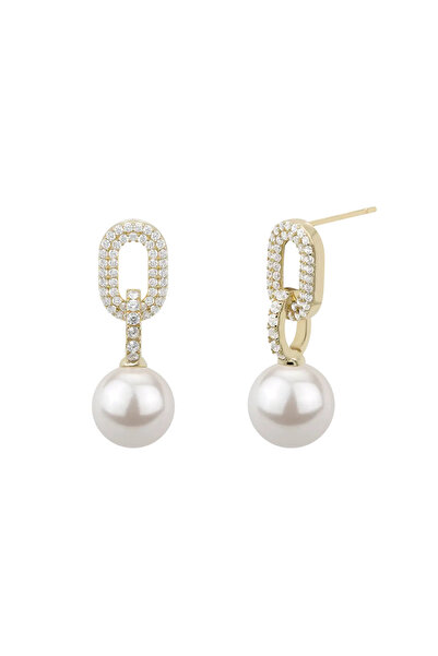 Lisa&Co. Cercei Argint Links&Pearls Argint placat cu aur galben / Cristale Zi...