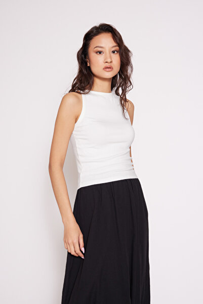 Nisan Soft Textured Halter Top Ecru