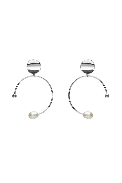 Lisa&Co. Cercei Argint Pearl on Circle Argint placat cu rodiu / Perle de apa ...