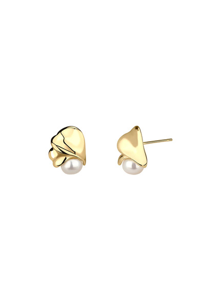 Lisa&Co. Cercei Argint Pearl Wave Argint placat cu aur galben / Perle de apa ...