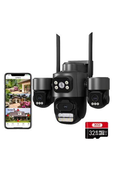 OEM Camera de Supraveghere WiFi 12MP PTZ cu 3 Lentile, Rotire 360°, Auto Trac...