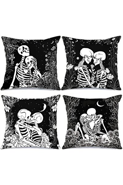 Tucocoo Human Skeleton Decorative Pillow Covers 18x18inch Set of 4 Skull The ...