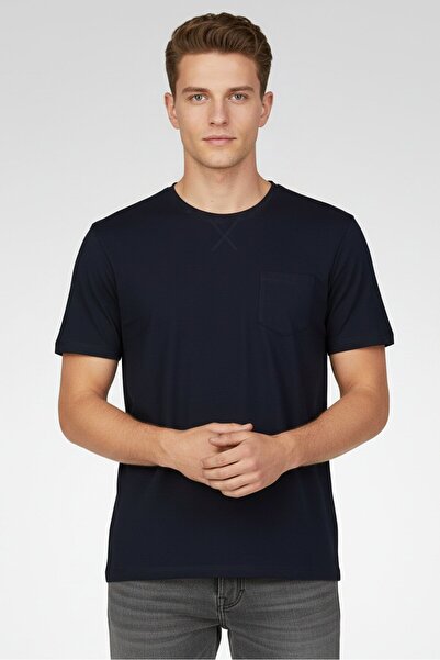 Brave Soul Men Crew Neck Short Sleeve Plain T-Shirts, Navy