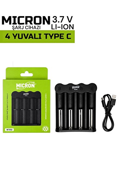 Micron 18650 Pil Şarj Cihazı 4 Yuvalı Type-C Girişli 3.7V Li-ion Şarj Aleti