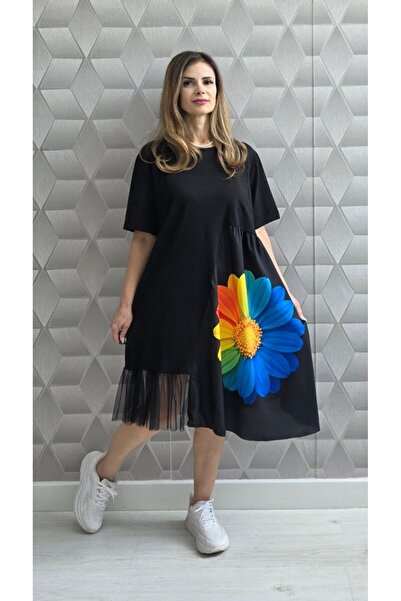 GLAMSI Monique women's dress with 3D print, short sleeves