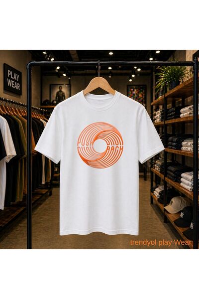 playwear Push Back - Tricou cu decolteu rotund, cu imprimeu pe piept, 100% bu...