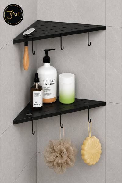 3Art Metal Dekorasyon Tic.Ltd.Şti Duşakabin Köşe Rafı 2’li Set – Banyo Düzenl...