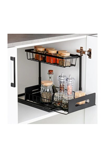 Vilde Under Sink Organizer 2 Tiers with Sliding Drawer, Metal Shelf for Kitch...
