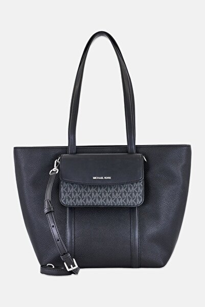 Michael Kors Women Brand Logo Tote Bag With Small Pouch, Black