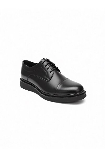 Budaks Men's Black Genuine Leather Laced Classic Casual Shoes 0508
