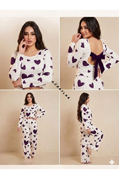 RAHAF TİCARET Women's Pajama Set with Bow on the Back
