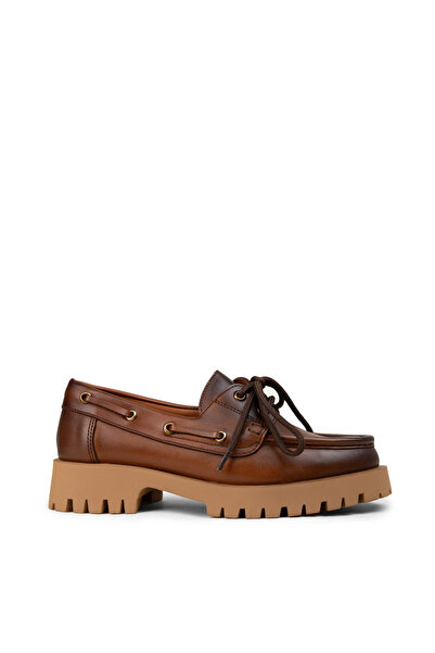 Deery Women's Genuine Leather Tan Color Marine Loafer