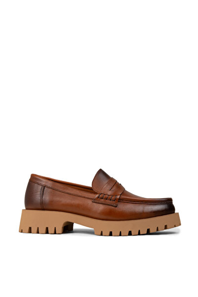 Deery Women's Genuine Leather Tan Color Loafer Shoes