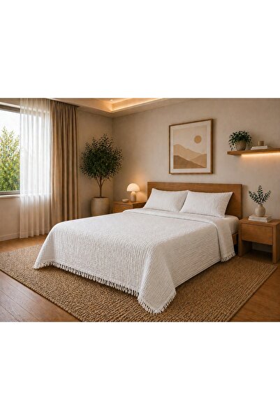 Sabia Daily 100% Cotton Muslin Pique 4 Layer Double Pique & Bedspread 230X250...
