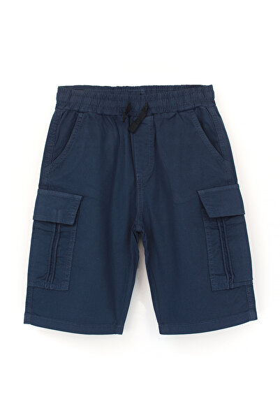 DobaKids Pantaloni Cargo Capri pentru băieți din Gabardină Gri Bleumarin Pant...