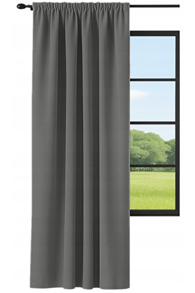 NOW-ART , Drapery Curtain -Made Curtain, Premium, 145x220 cm, Grey, Ring Moun...
