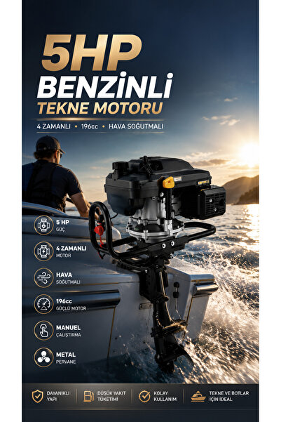 Backer PRO 5 HP Ultra Yüksek Performanslı 4 Zamanlı Benzinli Tekne Motoru Vit...