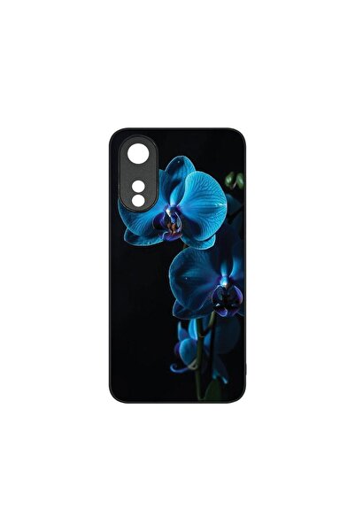 bestcase Тънък стъклен калъф, съвместим с OPPO A78 5G / A58 5G, Синя орхидея,...