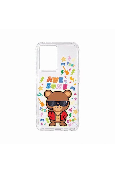 bestcase Противоударен калъф, Съвместим с OPPO A77, Сладък дизайн с мече, Уда...