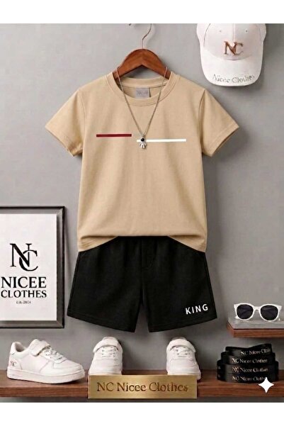 NC Nicee Clothes LETNJA DEČJA MAJICA I KRATKE HLAČE UNISEKS (CRVENO-BELA PRUG...