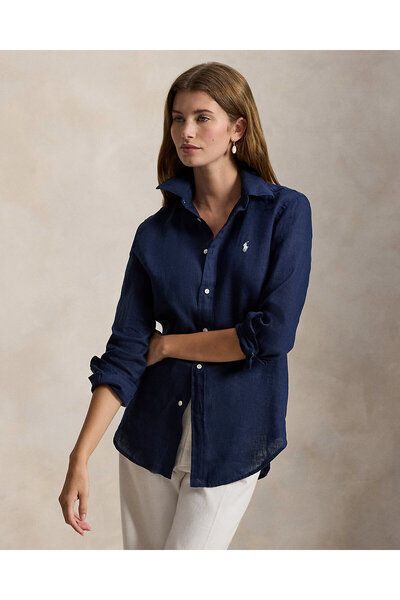 Ralph Lauren Black Label Pony İşlemeli Özel Kesim Keten Gömlek. 100044088.