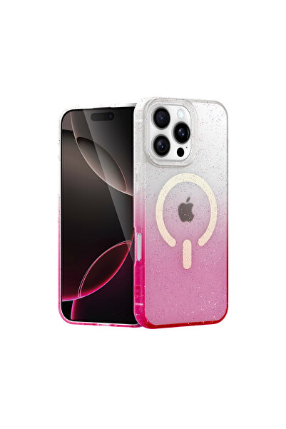 Apple iPhone 16 Pro Uyumlu Pummel Shiny MagSafe Silikon Kılıf - Pembe