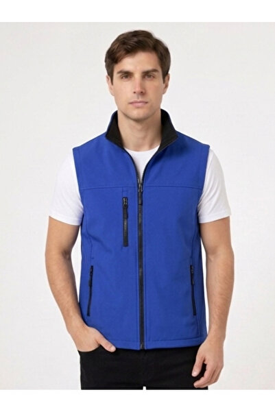 PandaForma Saks Blue Unisex Soft Shell Vest with Pockets