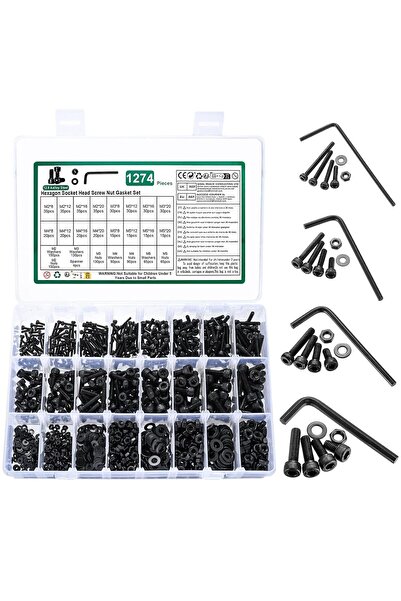 Other Set de 1274 bucăți șuruburi cu cap hexagonal din oțel carbon 12.9, piul...