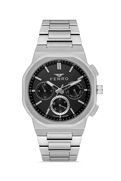 FERRO Silver steel band men's wristwatch fm40164a-a2 functions active waterpr...
