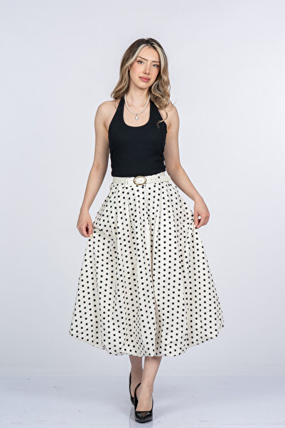 MissVina Monica Polka Dot Pattern Belted Balloon Skirt 6900