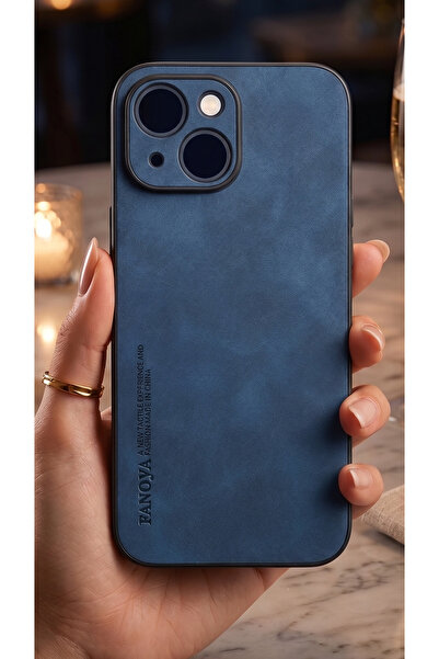 TechTrove iPhone 14 Plus İçin Uyumlu Deri Tasarımlı Elde Kaymaz Sararmaz Tozl...