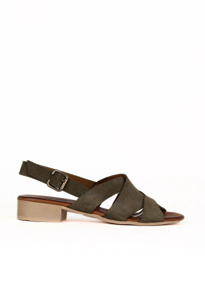 BUENO Khaki Alf Suede Women's Low Heel Sandals