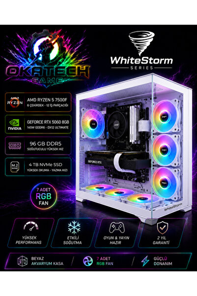 OKATECH Ryzen 5 7500F 96 GB DDR5 4 TB NVMe SSD RTX5060 8GB 145W Windows 11 Pr...