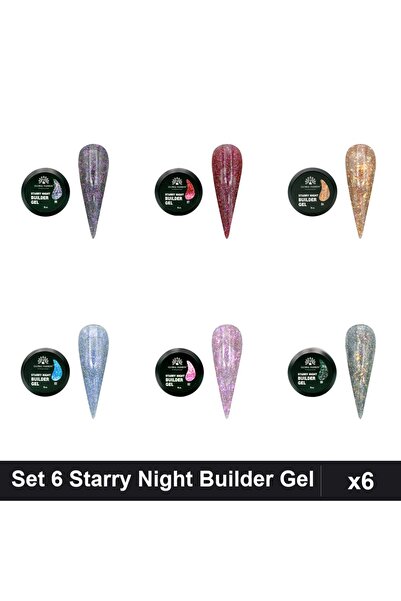 global fashion Set 6 Starry Night Builder Gel 15g - Nr.02 Nr.03 Nr.04 Nr.06 N...