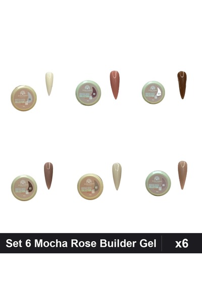 global fashion Set 6 Mocha Rose Builder Gel 15g - Nr.01 Nr.02 Nr.03 Nr.06 Nr....