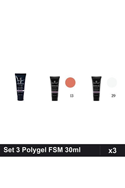 FSM Set 3 Polygel 30ml - Nr.15, Nr.13, Nr.29 - Constructie Unghii