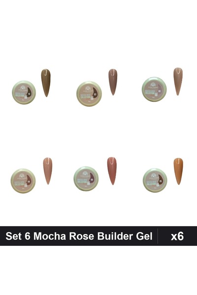 global fashion Set 6 Mocha Rose Builder Gel 15g - Nr.03 Nr.04 Nr.05 Nr.06 Nr....