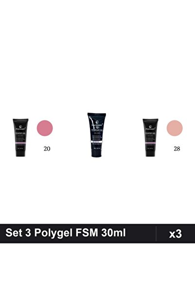 FSM Set 3 Polygel 30ml - Nr.20, Nr.23, Nr.28 - Constructie Unghii