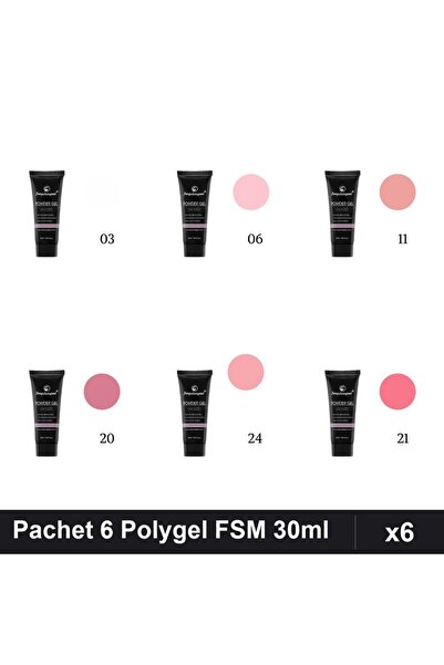 FSM Set 6 Polygel 30ml - Nr.03, 06, 11, 20, 24, 21 - Constructie Unghii